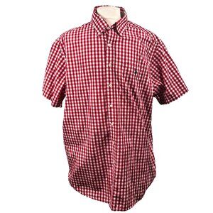 U.S. Polo Assn Mens XLT Shirt Lot 2 Red & Green Gingham Short Sleeve Big Tall